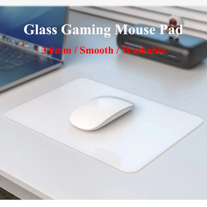 3.0mm Gaming Mouse Pad Toughened Glass Material Smooth Surface Edge Anti-slip Washable Glass Mousepad Fast Shipping Custom Made